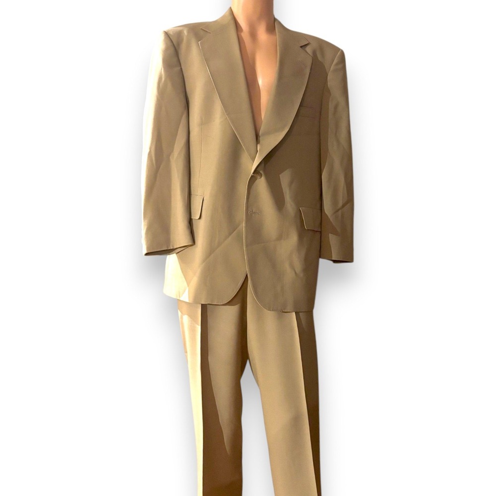 Adams Row Vintage Mens Tan 2 Piece Suit Blazer Trousers Made in USA 42R 38x28